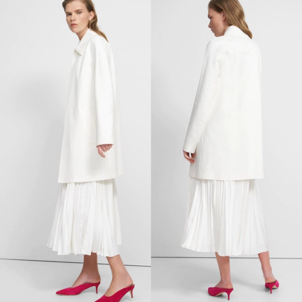 NWT Theory Women's Caban Double Cotton Coat Jacket in White Size S, M $695 - Picture 3 of 16